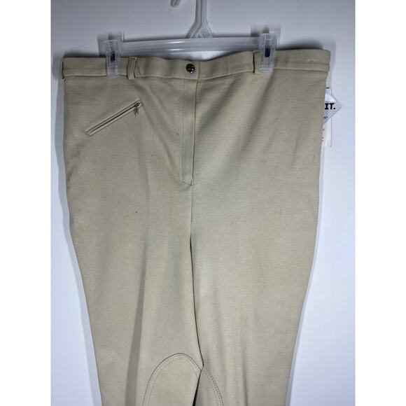 Tuff Rider Breeches Women Size 40 Long Beige Knee Patch Stretch Adj Leg Openings - Picture 2 of 16